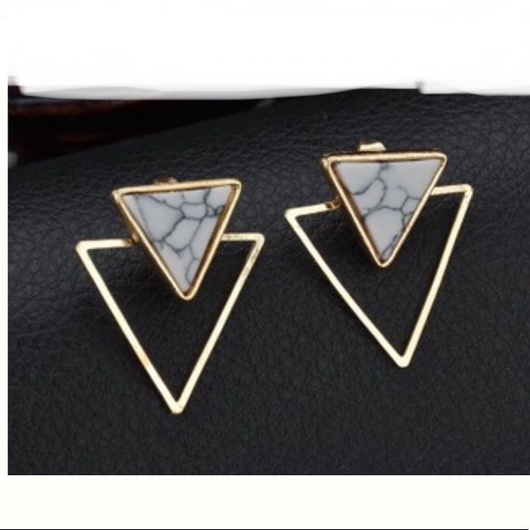 💕3/$30 Square Geometric Marble Earrings - Picture 2 of 3